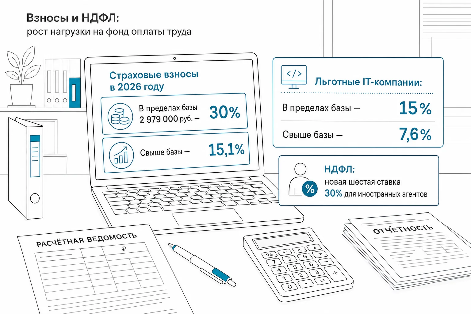 Страховые взносы и НДФЛ: рост нагрузки на фонд оплаты труда